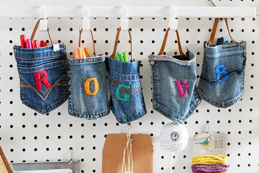 upcycled jeans storage ideas